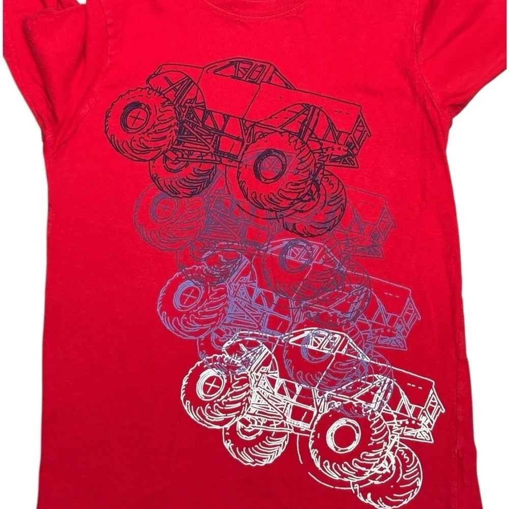 OshKosh B'gosh Red Monster Truck and Blue Fighter Jet Long Sleeve Shirts, GUC